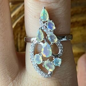 Natural Ethiopian Opal Sterling Silver Ring Size 8